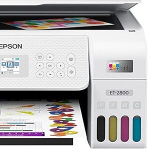 epson ecotank et 2800 wireless color inkjet printer, all in one supertank, print, scan
