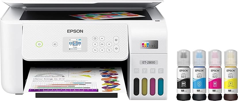 epson ecotank et 2800 wireless color inkjet printer, all in one supertank, print, scan